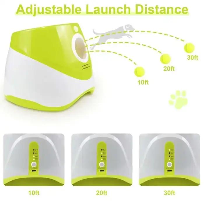 Lanceur de Balle de Tennis Interactif Rechargeable Jouets Automatiques pour Chiens Occasions Spéciales Activité Physique Élégant Blanc Noir