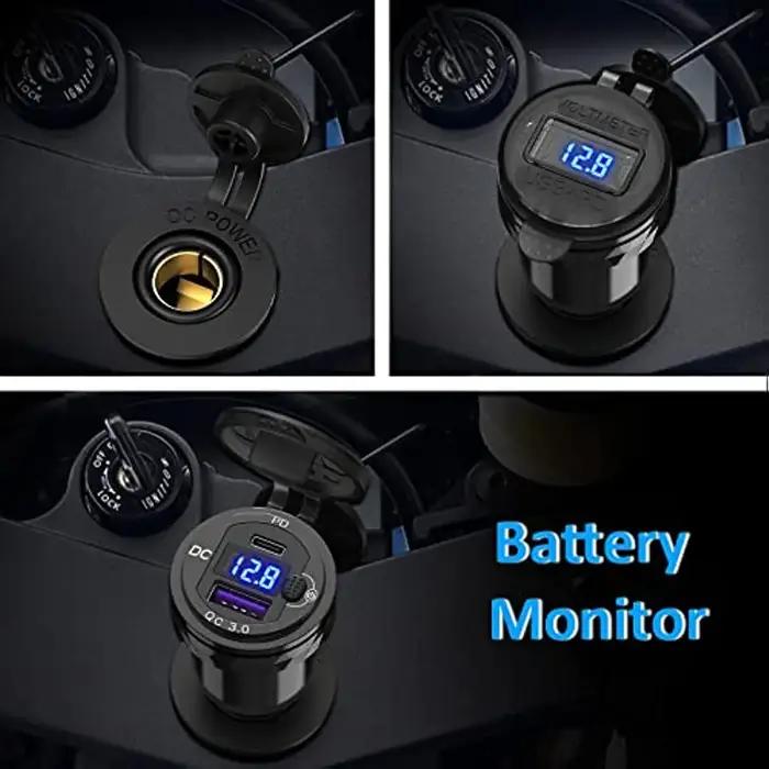 Voltmètre à Charge rapide, prise Hella Din à USB ON-Off 30W USB C PD3.0 QC3.0, étanche, Ducati Trium