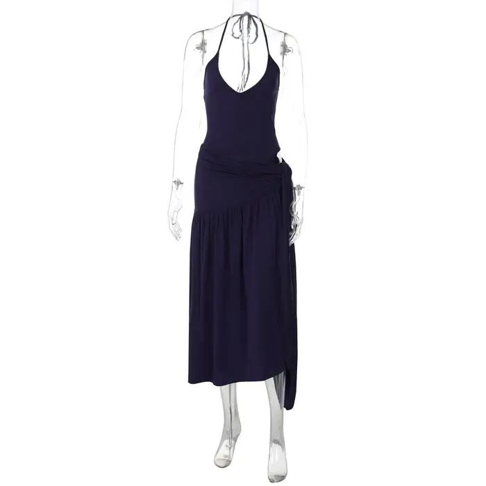 Haute qualité vente chaude en gros femmes vêtements 2025 nouveau produit à la mode Sexy dos nu combinaison coupe ajustée à lacets jupe ensemble