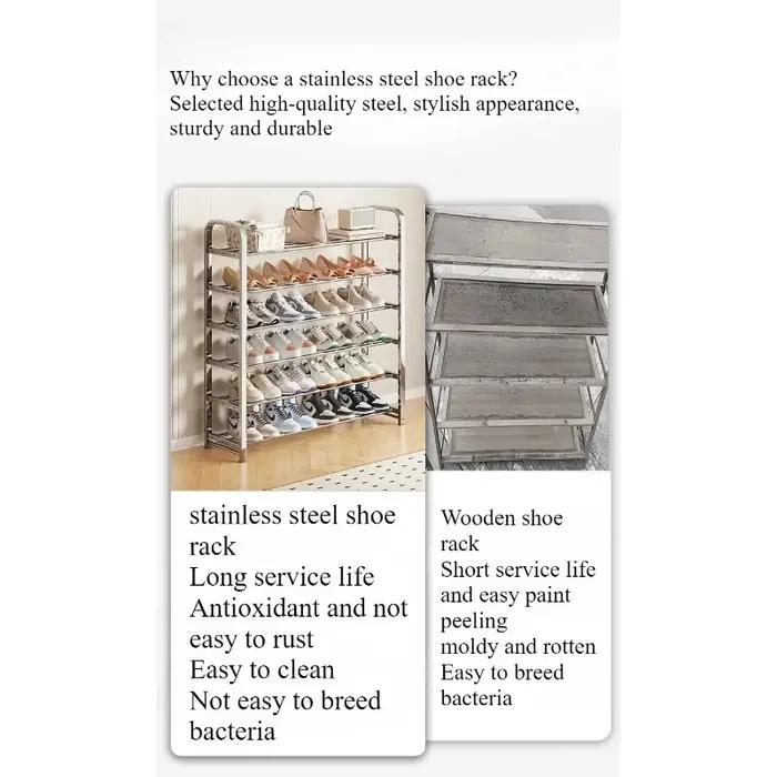 Étagère à chaussures en acier inoxydable épaissi, couloir familial, dortoir étudiant, chambre locati