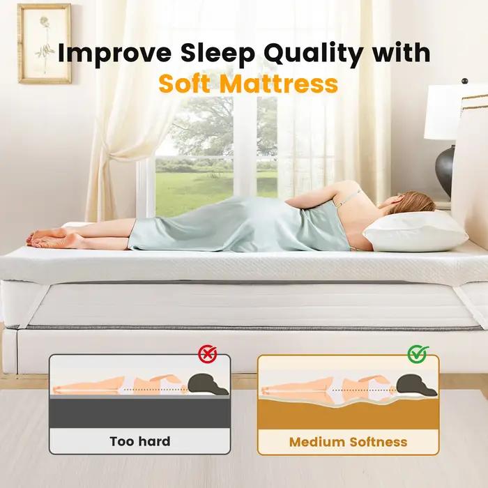 Surmatelas MCQ de 3 pouces avec housse amovible douce, mousse à mémoire de forme épaisse infusée de