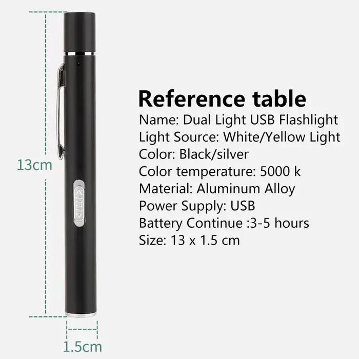 Lampe de poche médicale aste USB, mini lampe de poche LED pour soins infirmiers, lampe torche avec p