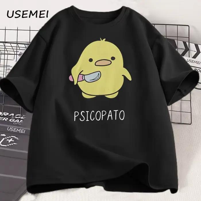 Psicopato T-shirt hommes femmes mignon canard avec couteau T-shirt décontracté à manches courtes cot