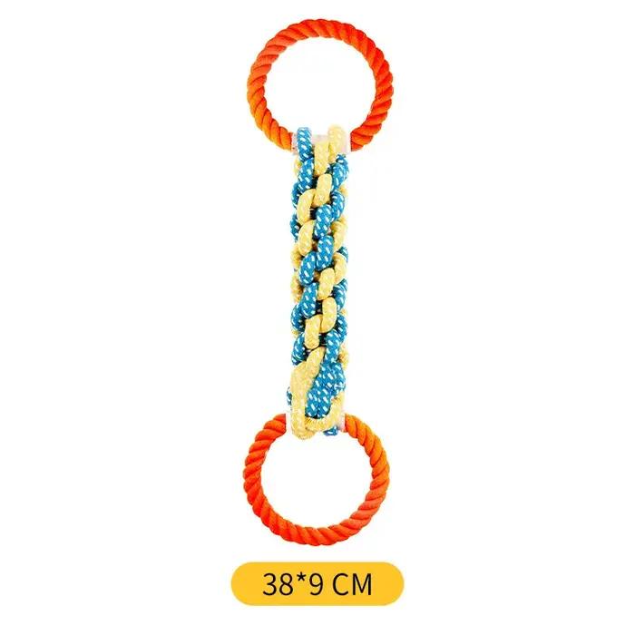 Jouet pour chien en corde de coton à double anneau