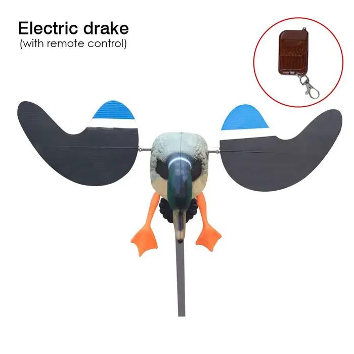 Leurre canard volant électrique télécommandé - Canard colvert avec pied support pour chasse précise