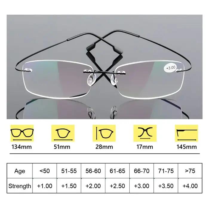 Lunettes de lecture sans monture en titane à mémoire de forme pour hommes et femmes, ultralégères, p