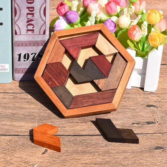 Planche de puzzle en bois de forme géométrique, casse-tête pour enfants, jouets éducatifs en bois No