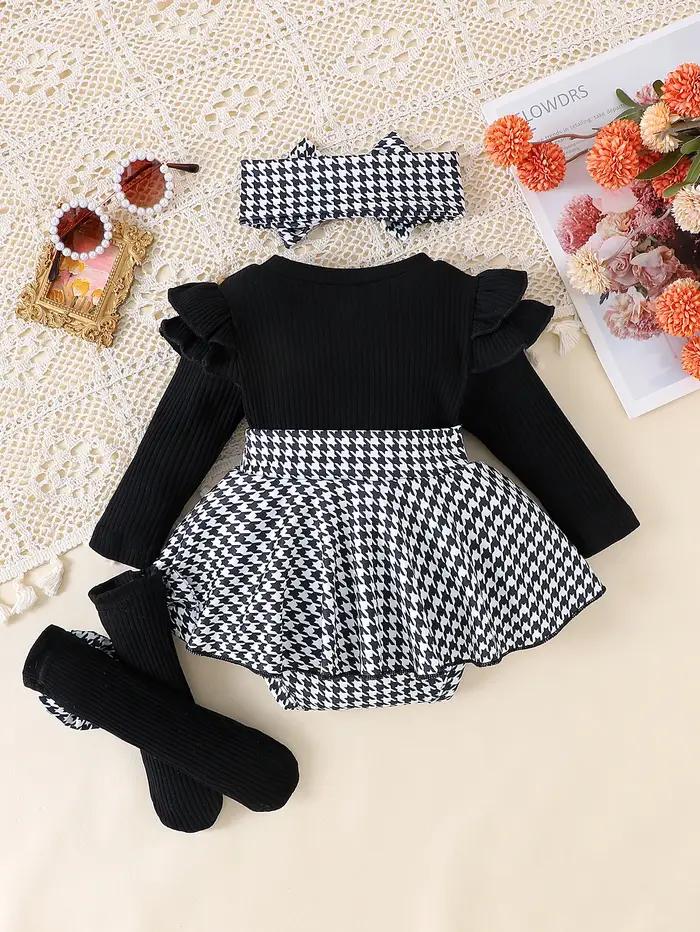 2 pièces en automne, bébés filles âgés de 0 à 1 ans, haut noir confortable, doux et mignon + jupe pi