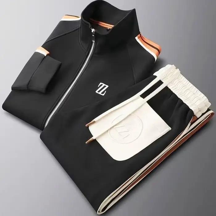 Ensemble de survêtement homme 2025 – Veste et pantalon tendance brodés – Tenue de sport deux pièces