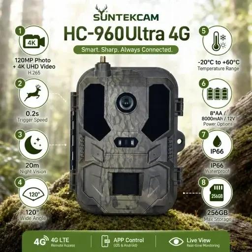 Caméra de chasse 4G LTE avec carte SIM intégrée