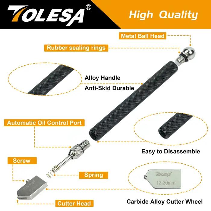 TOLESA Kits de coupe-verre 2 mm-20 mm, outil de coupe du verre avec alimentation et boîte à huile ao