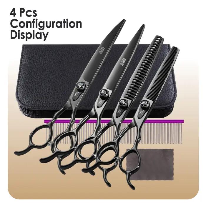 Fenice JP440C acier professionnel noir canin ciseaux de coiffure droit plus mince courbé Chunker toilettage pour