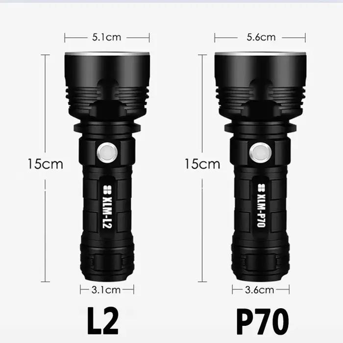 Lampe de poche Led haute puissance Super lumineuse P70, Rechargeable par USB, étanche, batterie 2665