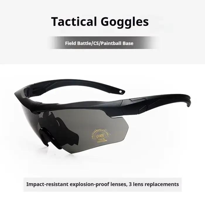 Lunettes tactiques militaires CS Airsoft lunettes de tir coupe-vent HD à 3 lentilles lunettes de sécurité pour motocross moto alpinisme occasions extérieures