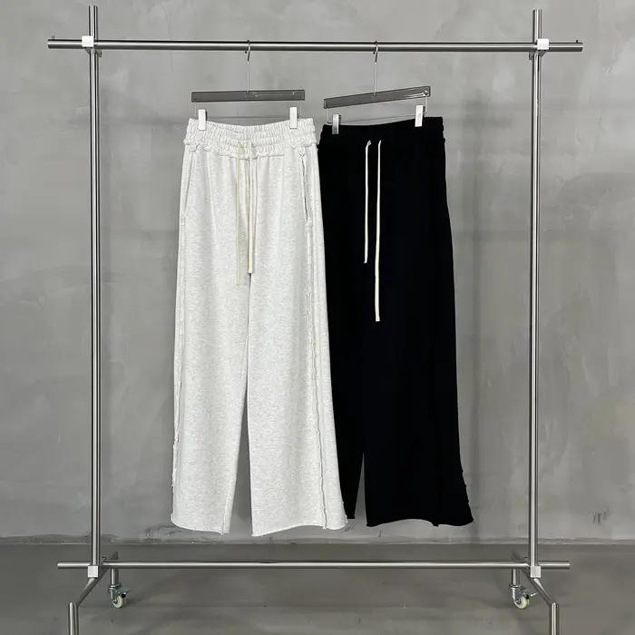 Pantalon de survêtement vintage à jambe large, coton Terry, style américain rétro, confortable pour homme, pour détente et occasions décontractées