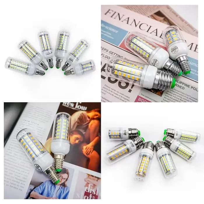 Lampe LED E27 E14 AC 220V 230V 5730SMD, ampoule LED en maïs 24 36 48 56 69 72LED, lustre, bougie, éc