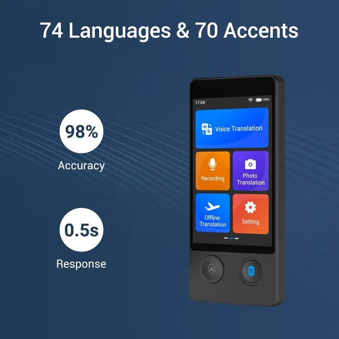 Traducteur vocal Wooask W12 144 langues - Solution idéale pour chasseurs voyageant à l'étranger