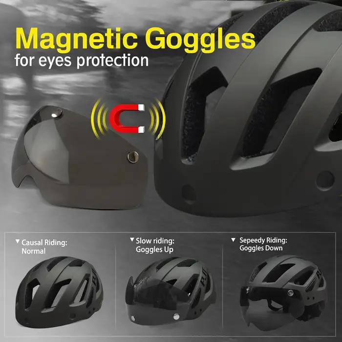 PJT nouveau casque de vélo LED avec lunettes de soleil et pare-soleil Rechargeable hommes casque de