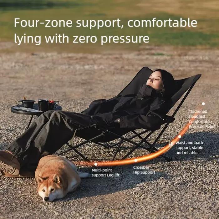 Chaise de camping pliante avec coussin doux pour sieste bureau plage pêche camping voyage confortable durable