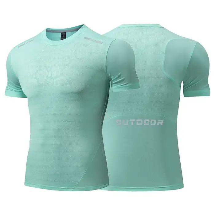Hommes course Compression T-shirt coupe sèche à manches courtes Sport t-shirts mâle gymnase Fitness Jogging sweat Homme
