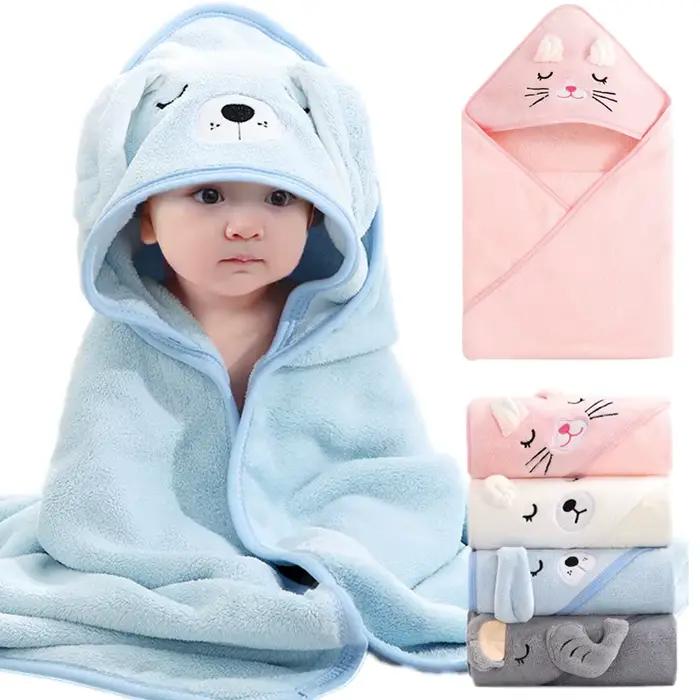 Serviettes de bain pour bébé en forme d'animaux de dessin animé, serviette à capuche douce pour nouveau-né, couverture, peignoir pour tout-petit, enveloppe de sommeil chaude pour garçons et filles