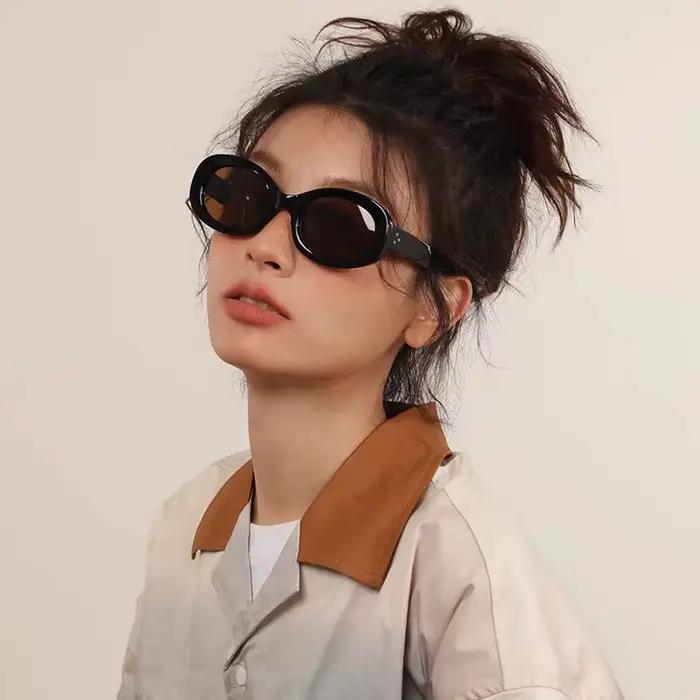 Lunettes ovales Y2K UV400 chasse randonnée - Monture petite fashion femme street photo