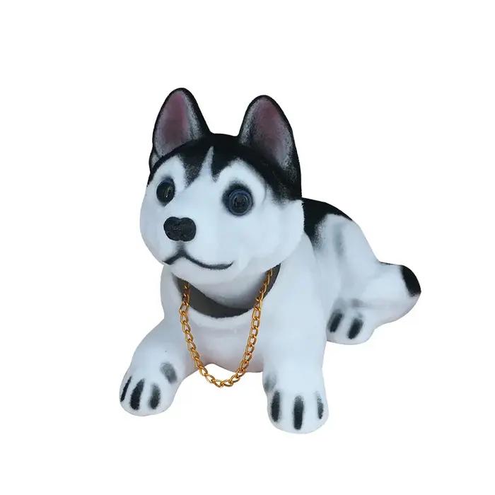 Tête mobile en forme de Husky jouet d'imitation en résine pour décoration de tableau de bord accessoire de voiture amusant et personnalisable occasions spéciales