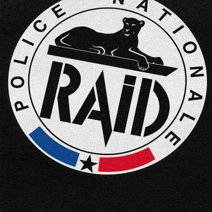 Personnalisé Cool France RAID Police française T-shirt hommes à manches courtes 100% coton