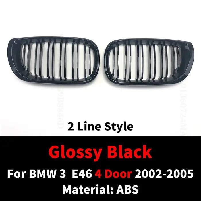 Pour BMW E46 2/4 portes série 3 2002 2003 2004 2005 318i 320i 325i 330i calandre noir brillant avant rein Double crêpe