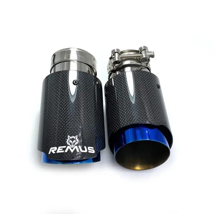 Silencieux en carbone simple brillant pour BMW Benz Audi Porsche, tuyau bleu à pointe unique, CX-4 E