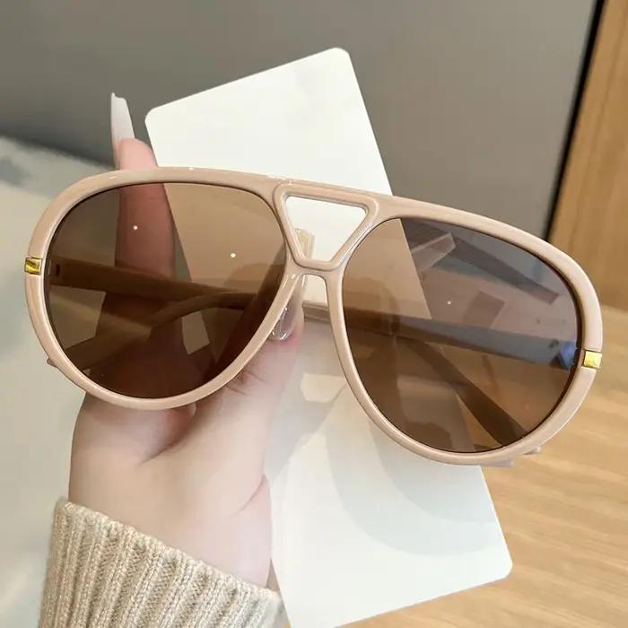 Lunettes de soleil surdimensionnées vintage pour femme - Style punk double branche protection UV chasse randonnée