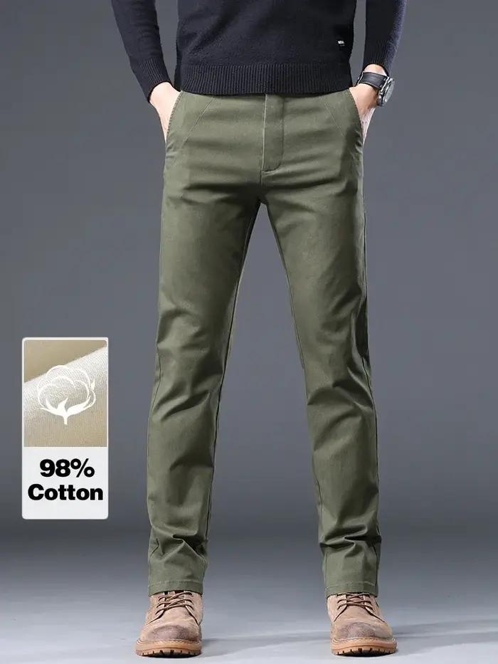 Pantalon chasse classique homme 98% coton droit élastique sans repassage 4 couleurs automne