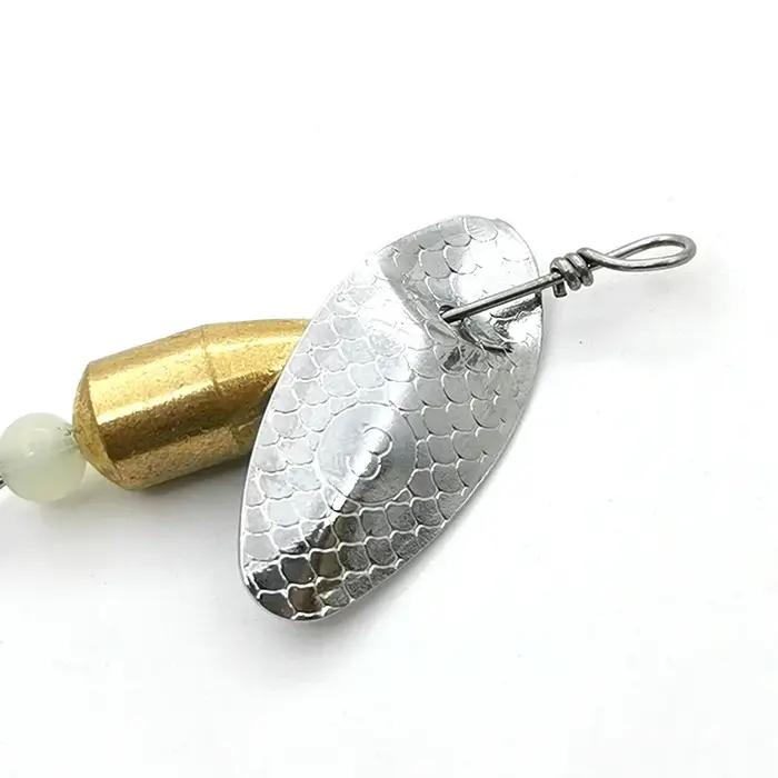 OUTKIT 1 pièces Spinner cuillère métal appât Micro leurre de pêche petites paillettes cuivre longue