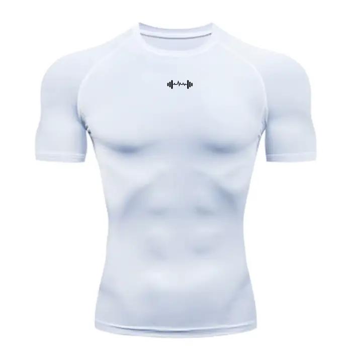 T-shirt de compression pour homme à manches courtes, absorbant, pour le sport, la gym, le fitness, l