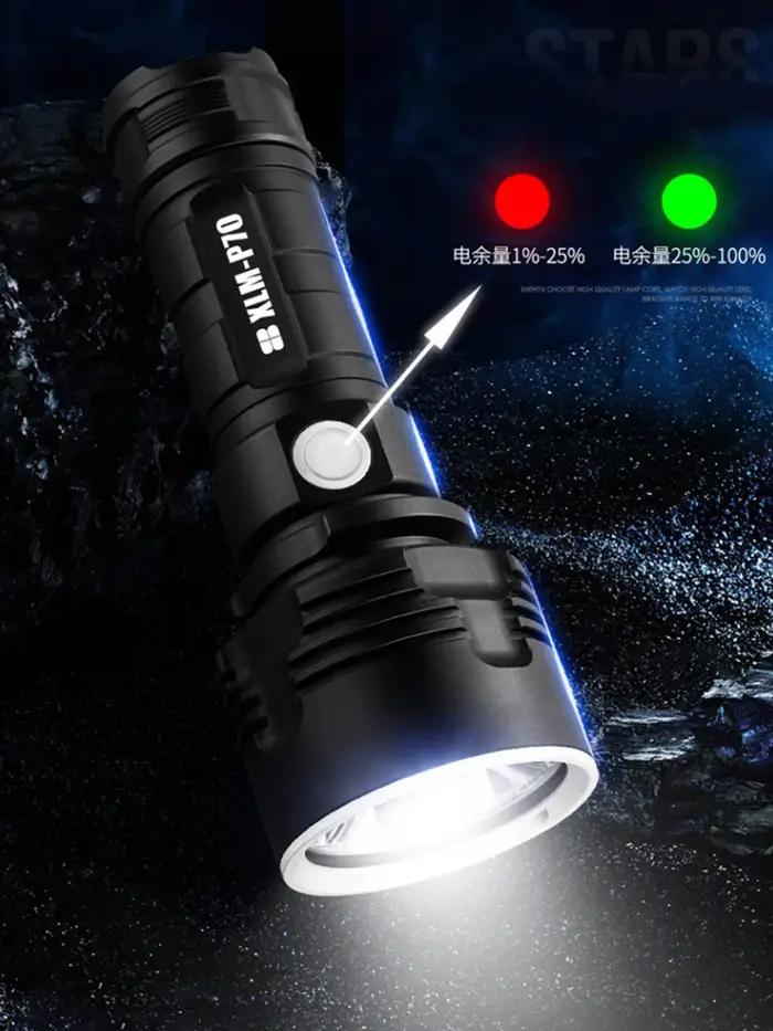 Lampe de poche Led haute puissance Super lumineuse P70, Rechargeable par USB, étanche, batterie 2665