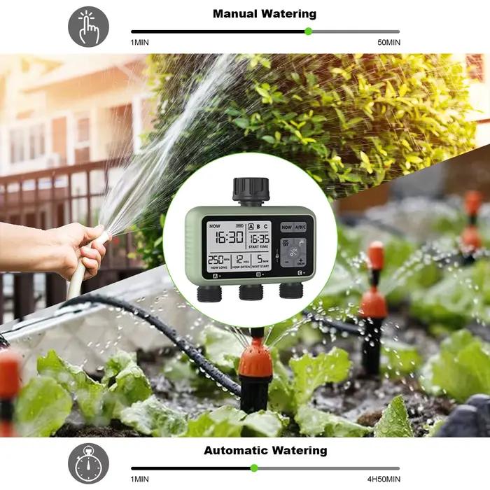 Eshico-Arroseur de jardin numérique, minuterie d'eau à 3 sorties, programme de contrôle indépendant,