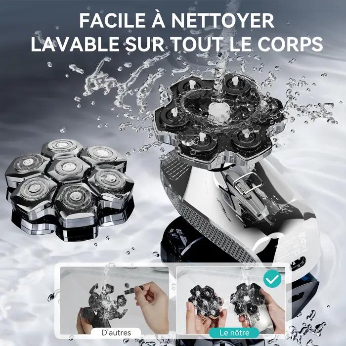 KENSEN 5 en 1 rasoir électrique à tête magnétique 7D lame flottante Kit de toilettage pour hommes