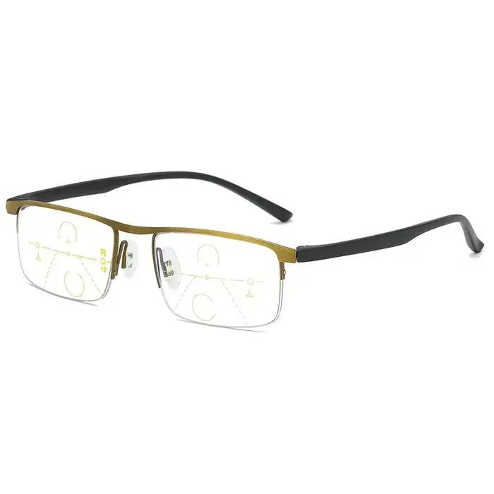 Lunettes de lecture multifocales progressives pour femmes et hommes anti-lumière bleue demi-monture presbytie occasions quotidiennes et spéciales