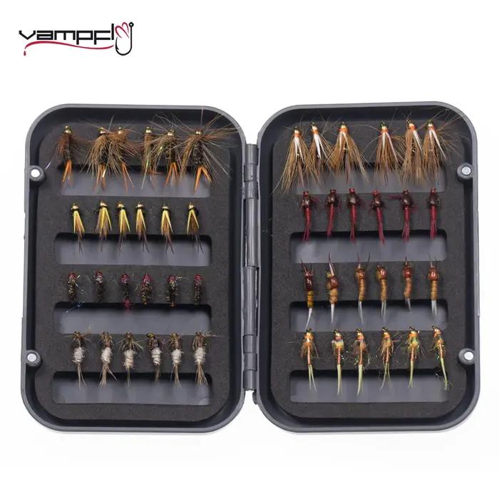 Vampfly 48 pièces ensemble de mouches boîte tête de perle cuivre John nymphe Caddis mai mouche nymph
