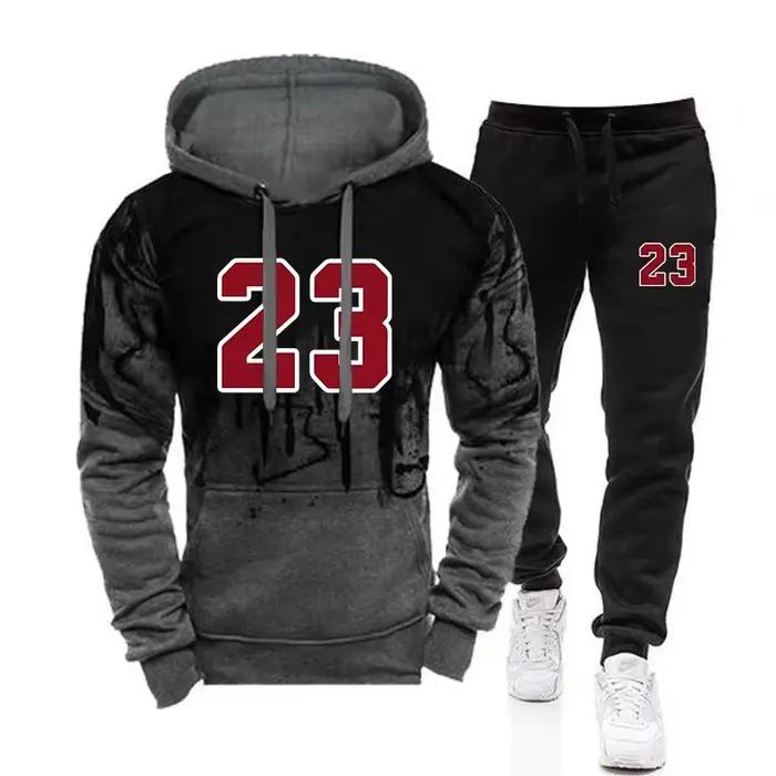 Sweat-shirt à capuche décontracté pour hommes, haut à la mode, confortable, automne hiver, tenue quotidienne, pantalons de survêtement de sport, vêtements pour hommes