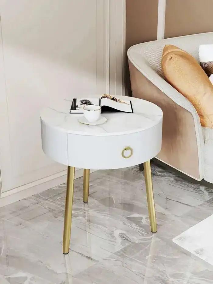 Mesa ronde blanche Tables De chevet moderne Unique esthétique commode Table d'appoint De lit nordique De Noche meubles