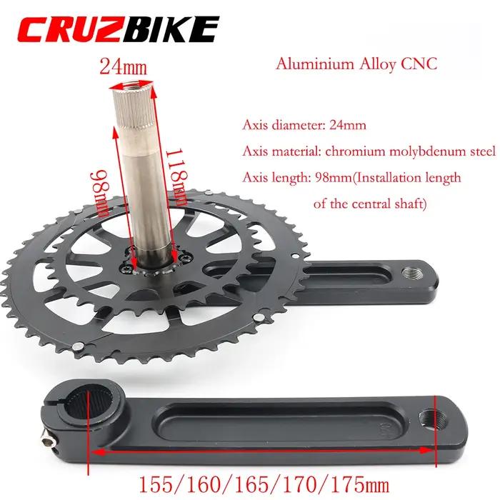 CRMERCEDES-Pédalier de vélo de route pliant à double plateau, vis BB, 155mm, 160mm, 165mm, 170mm, 17