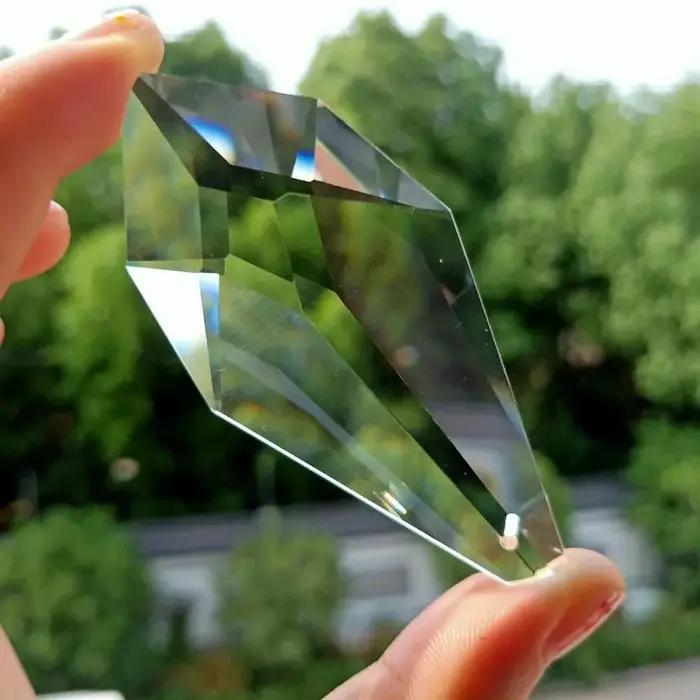 Excellent prisme en cristal K9, lustre en verre à facettes claires, ornements suspendus en cristal,