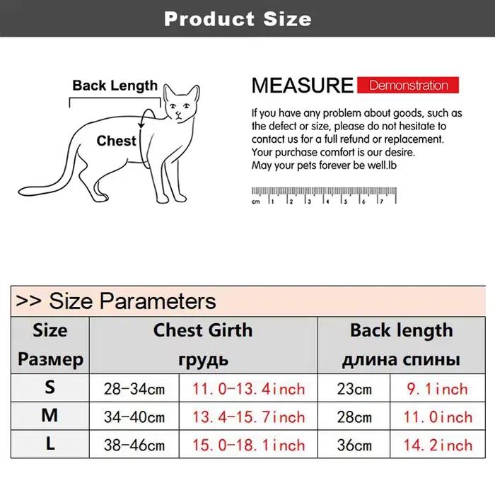 Vêtements pour chat, combinaison de récupération pour petit chien