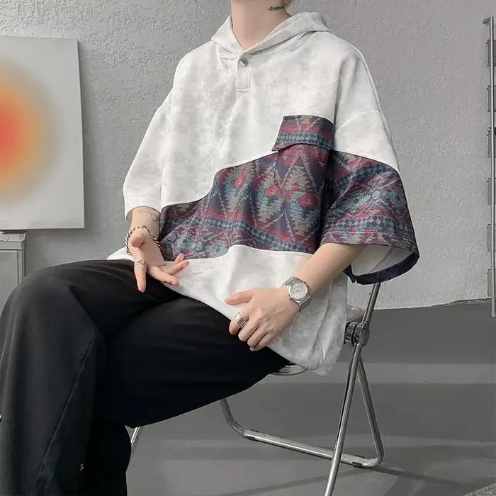 Hoodie surdimensionné style ethnique rétro tie-dye Hip Hop pour homme