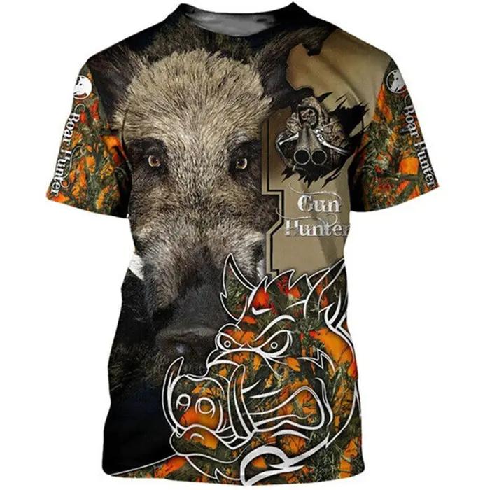 Camo chasse animaux sanglier hommes T-Shirt impression 3D Sport à manches courtes