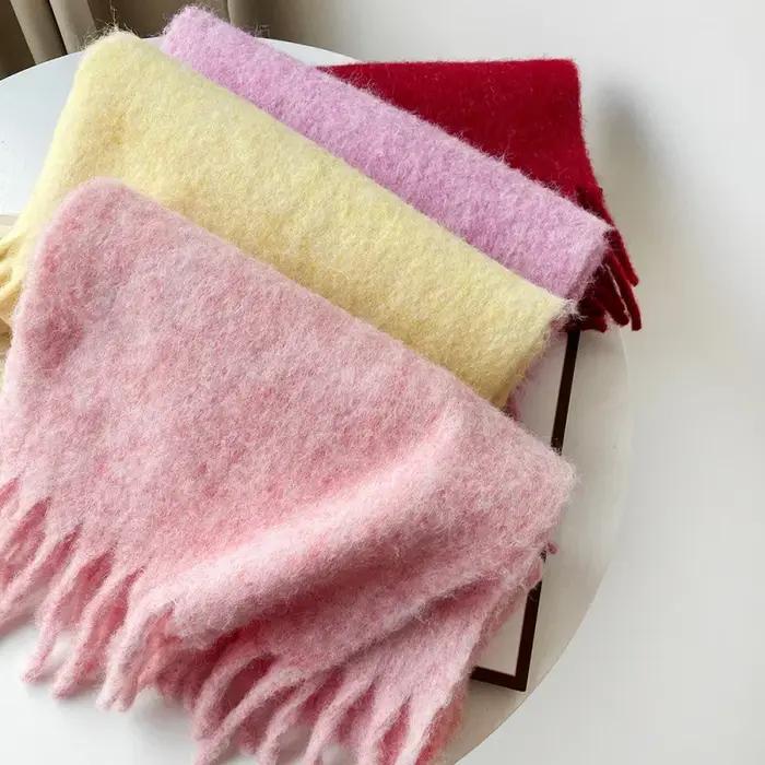 Écharpe en Mélange de Laine Polyvalente pour Femme et Homme, Châle Thermique Doux, Couleur Unie, Sim