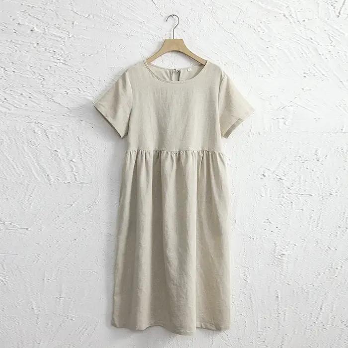Robe d'été en coton et lin pour femme