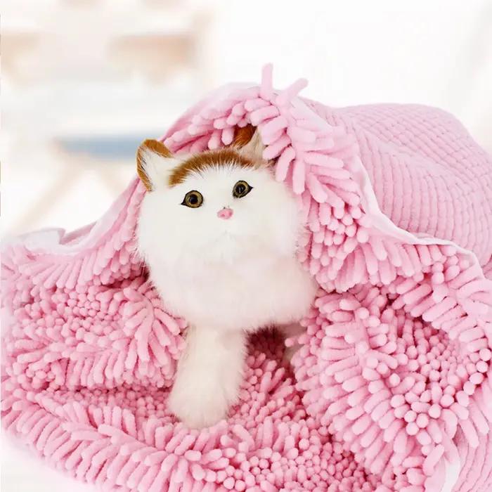 Serviette de bain douce pour animaux de compagnie, serviettes sèches en chenille, masseur de toilettage doux, absorbant, séchage rapide, petits, moyens et grands chiens et chats
