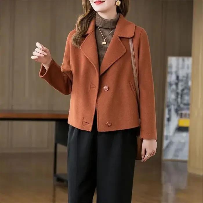Manteau court en laine double face pour femme, veste décontractée, design de mode, coréen, printemps